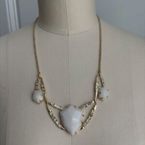 New Alexis Bittar Gold-Tone Necklace with White Stones